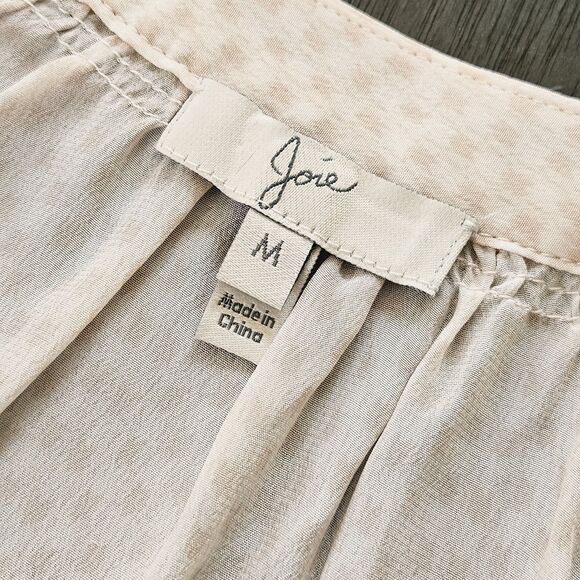 Joie Black Sheer Silk Puff Sleeve Blouse Top Career V Neck Pleated Peasant Med - Picture 6 of 7